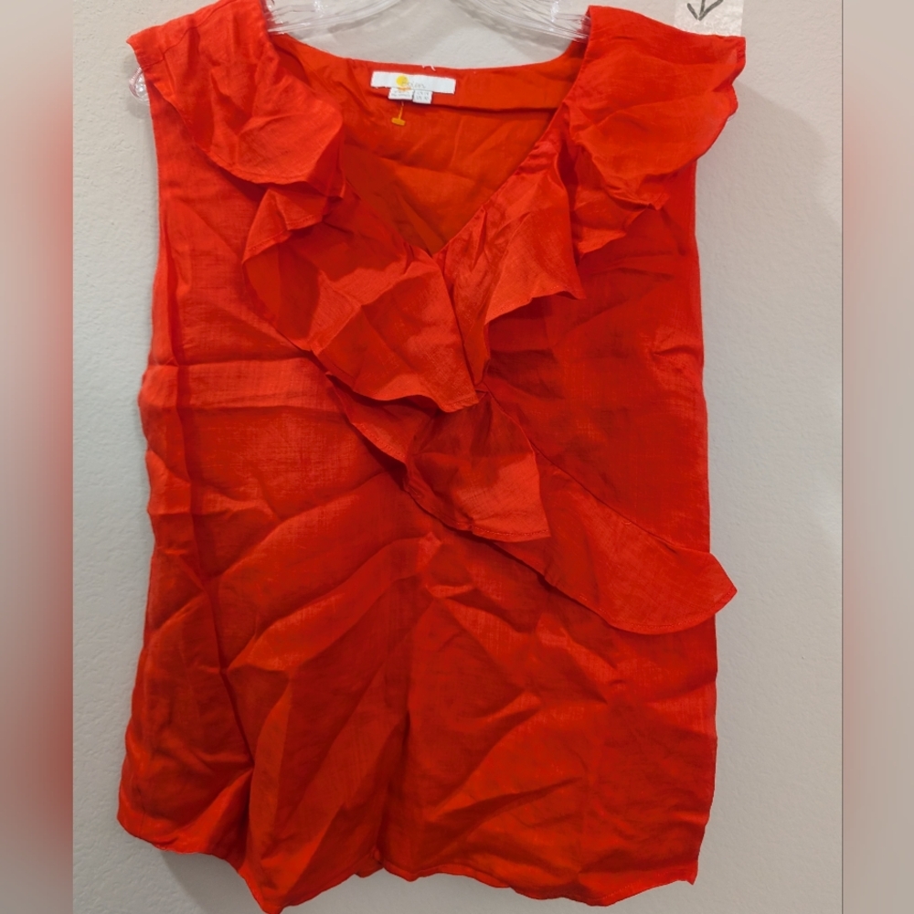 Boden Vibrant Red Ruffle Blouse
